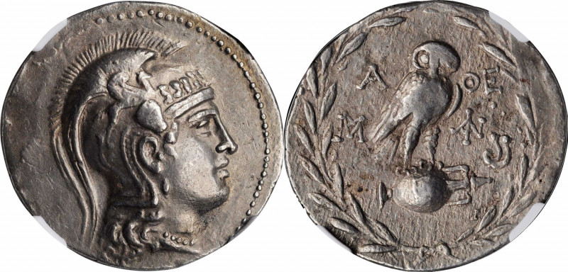 Athens

ATTICA. Athens. AR Tetradrachm (16.75 gms), 164/3-140/39 B.C. NGC EF, ...