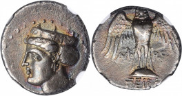 Kingdom of Pontus

PONTOS. Amisos (as Peiraieos). AR Siglos, ca. 435-370 B.C. NGC Ch VF.

HGC-7, 229. Aphro-, magistrate. Obverse: Head of Hera le...