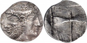 Antandros

TROAS. Tenedos. AR Hemidrachm (1.84 gms), Early-mid 5th Century B.C. ANACS VF 35.

HGC-6, 380. Obverse: Archaic janiform head: male on ...