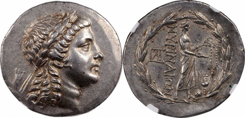 Myrina

AEOLIS. Myrina. AR Tetradrachm (16.93 gms), ca. 160-143 B.C. NGC AU, S...