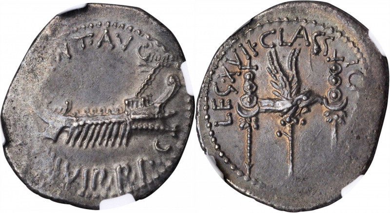 Marc Antony

Legio XVII "Classicae"

MARC ANTONY. AR Denarius (3.68 gms), Pa...