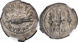 Marc Antony

Legio XXII

MARC ANTONY. AR Denarius (3.90 gms), Patrae (?) Mint, 32-31 B.C. NGC Ch VF, Strike: 4/5 Surface: 4/5.

Cr-544/38; CRI-3...