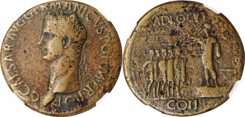 Caligula, A.D. 37-41

First Adlocutio issue

CALIGULA, A.D. 37-41. AE Sester...