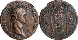 Claudius, A.D. 41-54

CLAUDIUS, A.D. 41-54. AE Sestertius (27.32 gms), Rome Mint, A.D. 41-42. NGC Ch VF, Strike: 5/5 Surface: 2/5.

RIC-98. Obvers...