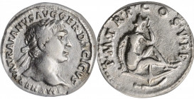 Trajan, A.D. 98-117

TRAJAN, A.D. 98-117. AR Denarius, Rome Mint, A.D. 103. ANACS VF 30.

Woytek-162; RIC-89; RSC-260. Obverse: Laureate head righ...