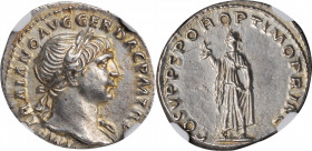 Trajan, A.D. 98-117

TRAJAN, A.D. 98-117. AR Denarius (3.25 gms), Rome Mint, ca. A.D. 107-108. NGC Ch AU, Strike: 5/5 Surface: 3/5.

RIC-127; Woyt...