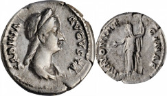 Sabina (Wife of Hadrian)

SABINA (WIFE OF HADRIAN). AR Denarius, Rome Mint, ca. A.D. 133-135. ANACS VF 35.

RIC-2550; RSC-43. Obverse: Draped bust...