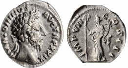 Marcus Aurelius, A.D. 161-180

MARCUS AURELIUS, A.D. 161-180. AR Denarius, Rome Mint, A.D. 174-175. ANACS EF 45.

RIC-314; RSC-332b. Obverse: Laur...