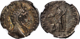Marcus Aurelius, A.D. 161-180

MARCUS AURELIUS, A.D. 161-180. AR Denarius (3.19 gms), Rome Mint, A.D. 177. NGC Ch EF, Strike: 5/5 Surface: 4/5.

R...