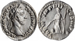 Commodus, A.D. 177-192

COMMODUS, A.D. 177-192. AR Denarius, Rome Mint, A.D. 181. ANACS EF 45.

RIC-19; RSC-804. Obverse: Laureate head right; Rev...