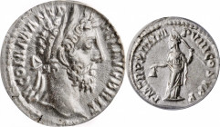 Commodus, A.D. 177-192

COMMODUS, A.D. 177-192. AR Denarius, Rome Mint, A.D. 188. ANACS EF 45.

RIC-168; RSC-542. Obverse: Laureate head right; Re...