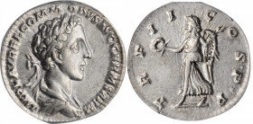 Commodus, A.D. 177-192

COMMODUS, A.D. 177-192. AR Denarius, Rome Mint, A.D. 177. ANACS EF 45.

RIC-642; RSC-745 var. (bust type). Obverse: Laurea...
