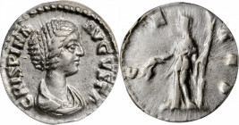 Crispina, A.D. 178-182

CRISPINA, A.D. 178-182. AR Denarius, Rome Mint, A.D. 178-182. ANACS EF 40.

RIC-276 (Commodus); RSC-1. Obverse: Draped bus...
