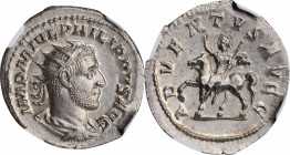 Philip I, A.D. 244-249

PHILIP I, A.D. 244-249. AR Double-Denarius (Antoninianus) (3.92 gms), Rome Mint, A.D. 245. NGC MS, Strike: 5/5 Surface: 5/5....