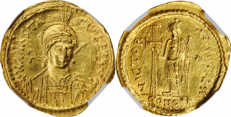 Anastasius I, 491-518

ANASTASIUS I, 491-518. AV Solidus (4.37 gms), Constanti...