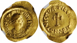 Tiberius II, 578-582

TIBERIUS II, 578-582. AV Tremissis (1.48 gms), Constantinople Mint. NGC AU, Strike: 4/5 Surface: 3/5. Wavy Flan.

S-425. Obv...