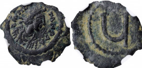 Tiberius II, 578-582

TIBERIUS II, 578-582. AE Pentanummium (1.99 gms), Constantinople Mint, 579-582. NGC Ch VF, Strike: 4/5 Surface: 4/5.

S-438 ...