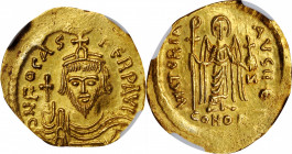 Phocas, 602-610

PHOCAS, 602-610. AV Solidus (4.48 gms), Constantinople Mint, 5th Officina, 607-609. NGC Ch AU, Strike: 4/5 Surface: 3/5. Edge marks...