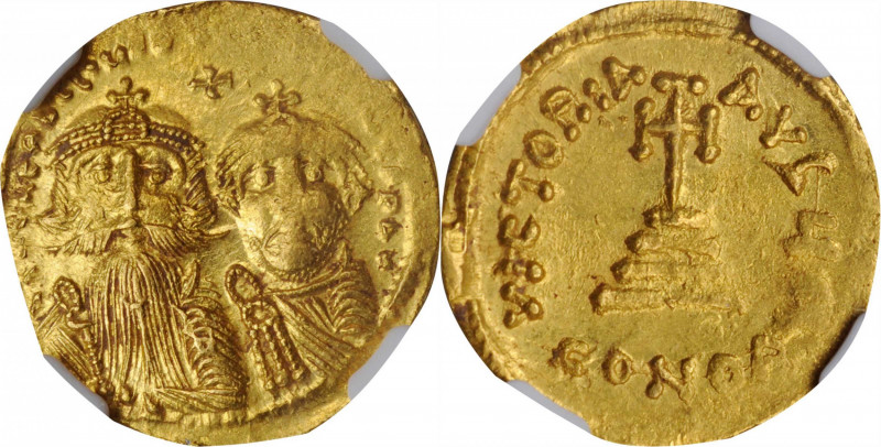 Heraclius, 610-641

HERACLIUS with HERACLIUS CONSTANTINE, 610-641. AV Solidus ...