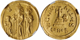 Heraclius, 610-641

HERACLIUS with HERACLIUS CONSTANTINE & HERACLONAS, 610-641. AV Solidus (4.41 gms), Constantinople Mint, 6th Officina, 632-635/6....