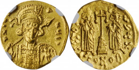 Constantine IV, 668-685

CONSTANTINE IV, 668-685. AV Solidus (4.39 gms), Constantinople Mint, 7th Officina, 674-681. NGC AU, Strike: 4/5 Surface: 2/...