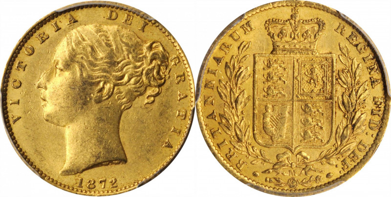 AUSTRALIA

AUSTRALIA. Sovereign, 1872-M. Melbourne Mint. Victoria. PCGS AU-58 ...