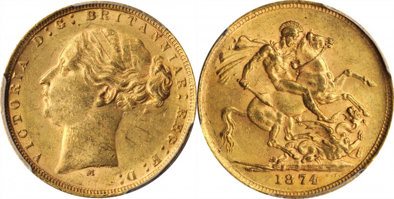 AUSTRALIA

AUSTRALIA. Sovereign, 1874-M. Melbourne Mint. Victoria. PCGS MS-61 ...