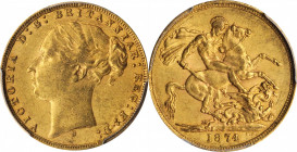 AUSTRALIA

AUSTRALIA. Sovereign, 1874-S. Sydney Mint. Victoria. PCGS AU-58 Gold Shield.

S-3858A; Fr-15; KM-7. This original piece offers some hin...