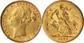 AUSTRALIA

AUSTRALIA. Sovereign, 1878-M. Melbourne Mint. Victoria. PCGS AU-58 Gold Shield.

S-3857; Fr-16; KM-7. Featuring a golden-orange tone an...