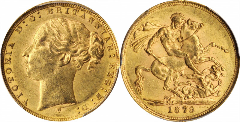 AUSTRALIA

AUSTRALIA. Sovereign, 1879-M. Melbourne Mint. Victoria. PCGS AU-55 ...