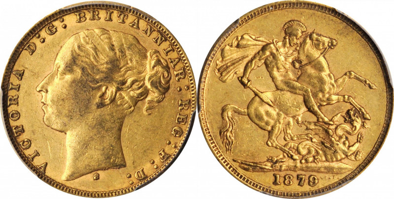 AUSTRALIA

AUSTRALIA. Sovereign, 1879-S. Sydney Mint. Victoria. PCGS AU-55 Gol...