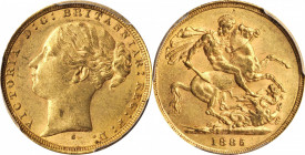 AUSTRALIA

AUSTRALIA. Sovereign, 1885-S. Sydney Mint. Victoria. PCGS AU-58 Gold Shield.

S-3858E; Fr-11; KM-6. Some light evidence of handling and...