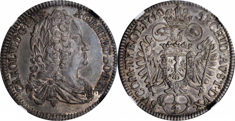 AUSTRIA

AUSTRIA. 1/4 Taler, 1740/1. Hall Mint. Charles VI. NGC AU-58.

KM-1...