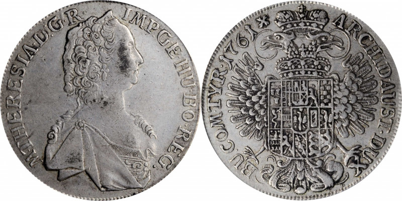 AUSTRIA

AUSTRIA. Taler, 1761. Hall Mint. Maria Theresa. PCGS EF-40 Gold Shiel...