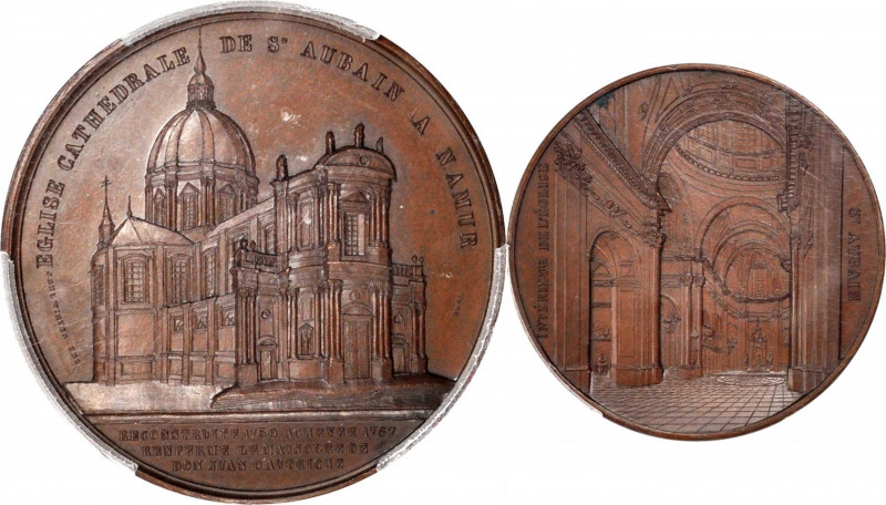 BELGIUM

BELGIUM. St Aubin's Cathedral at Namur Bronze Medal, 1846. Geerts (Ix...