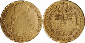 BOLIVIA

BOLIVIA. 8 Escudos, 1805-PTS PJ. Potosi Mint. Charles IV. PCGS Genuine--Scratch, EF Details Gold Shield.

Fr-14; KM-81. In addition to th...