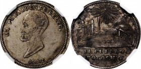 BOLIVIA

BOLIVIA. Medallic Sol, 1852. NGC AU-55.

Fronrobert-9572. Obverse: Bust of Belzu left, EL PRESIDENTE BELZU above, date below; Reverse: Sc...