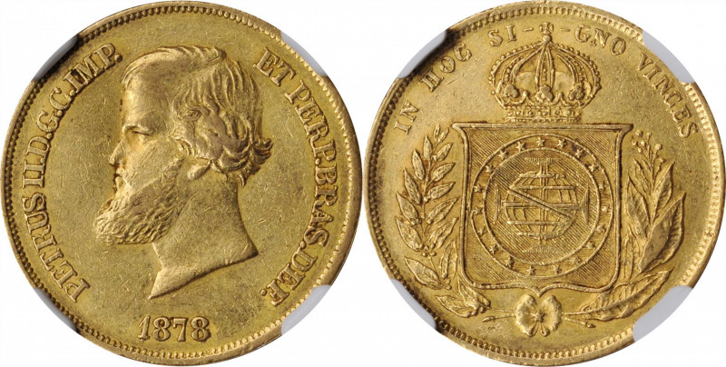 BRAZIL

BRAZIL. 10000 Reis, 1878. Rio de Janeiro Mint. Pedro II. NGC AU-55.
...