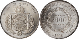 BRAZIL

BRAZIL. 2000 Reis, 1863. Rio de Janeiro Mint. Pedro II. PCGS MS-65 Gold Shield.

KM-466. One of two of this date and this grade in the pre...