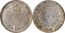 BRAZIL

BRAZIL. 500 Reis, 1862. Rio de Janeiro Mint. Pedro II. PCGS MS-65+ Gold Shield.

KM-464. Another top spot Gem minor, this blistering speci...