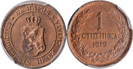 BULGARIA

BULGARIA. Stotinka, 1912. Kremnica Mint. Ferdinand I. PCGS MS-65 Red Brown Gold Shield.

KM-22.2. An exceptionally pleasing Gem, this mi...