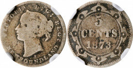 CANADA

CANADA. Newfoundland. 5 Cents, 1873-H. Heaton. Victoria. NGC GOOD-4.

KM-2. A collectible example of this VERY RARE date, which features t...