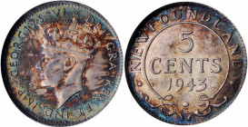 CANADA

CANADA. Newfoundland. 5 Cents, 1943-C. Ottawa Mint. NGC MS-64.

KM-19. An exotic and tantalizing near-Gem, this robust, vibrant example ce...
