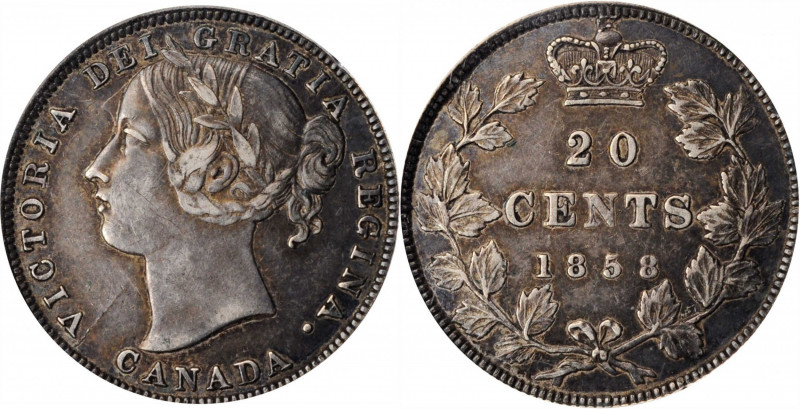 CANADA

CANADA. 20 Cents, 1858. London Mint. Victoria. PCGS EF-45.

KM-4. A ...