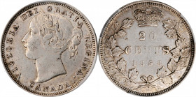 CANADA

CANADA. 20 Cents, 1858. London Mint. Victoria. PCGS EF-40 Gold Shield.

KM-4. Emanating from the first year of issue, this wholesome speci...