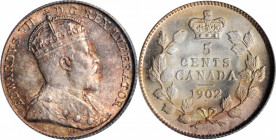 CANADA

CANADA. 5 Cents, 1902. London Mint. PCGS MS-66.

KM-9. Housed in an older generation green label holder, this captivating gem minor posses...