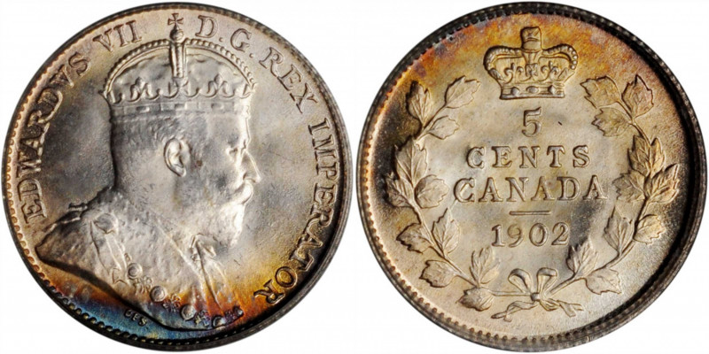 CANADA

CANADA. 5 Cents, 1902. London Mint. PCGS MS-66.

KM-9. Housed in an ...