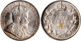 CANADA

CANADA. 5 Cents, 1910. Ottawa Mint. PCGS MS-64.

KM-10. Mostly argent and fully blazing, this enchanting near-Gem is housed in an older ge...