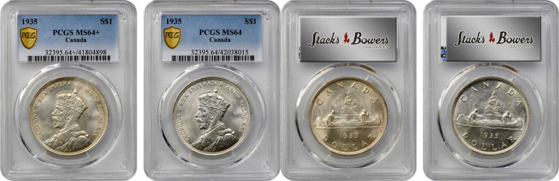 CANADA

CANADA. Duo of Dollars (2 Pieces), 1935. Ottawa Mint. Both PCGS Gold S...