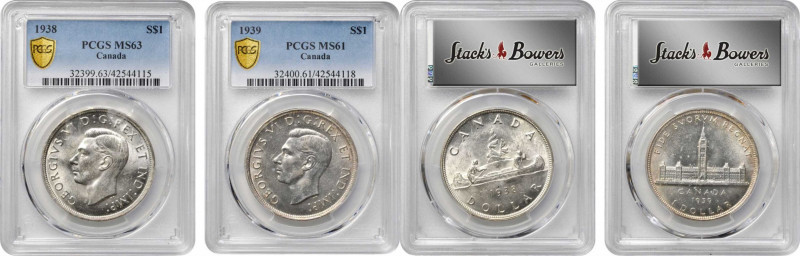 CANADA

CANADA. Duo of Dollars (2 Pieces), 1938 & 1939. Ottawa Mint. Both PCGS...